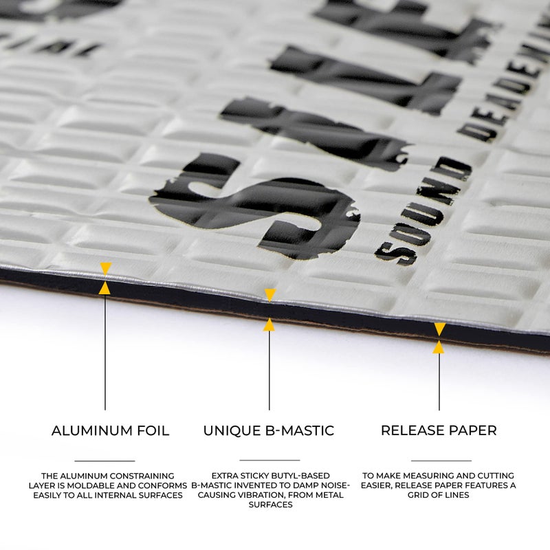 Siless 80 mil (2mm) Car Sound Deadening mat - Butyl Automotive Sound Deadener - Noise Insulation and Vibration Dampening Material 10 sqft (0.95 sqm) - Image 2